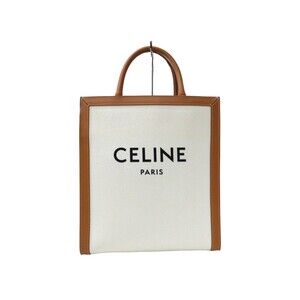 Celine Vertical Cabas Tote Bag Brown crossbody canvas leather shoulder strap